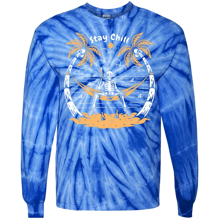 Stay Chill Skeleton Tie-Dye Long Sleeve Shirt