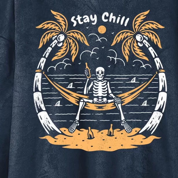 Stay Chill Skeleton Hooded Wearable Blanket