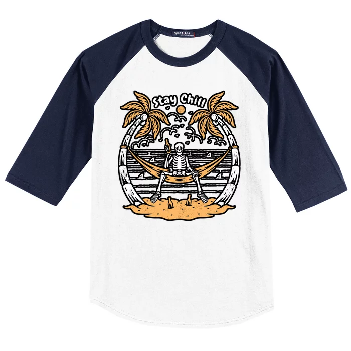 Stay Chill Skeleton Baseball Sleeve Shirt