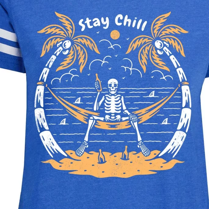 Stay Chill Skeleton Enza Ladies Jersey Football T-Shirt