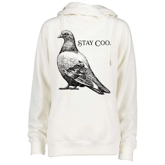 Stay Coo Pigeon Womens Funnel Neck Pullover Hood