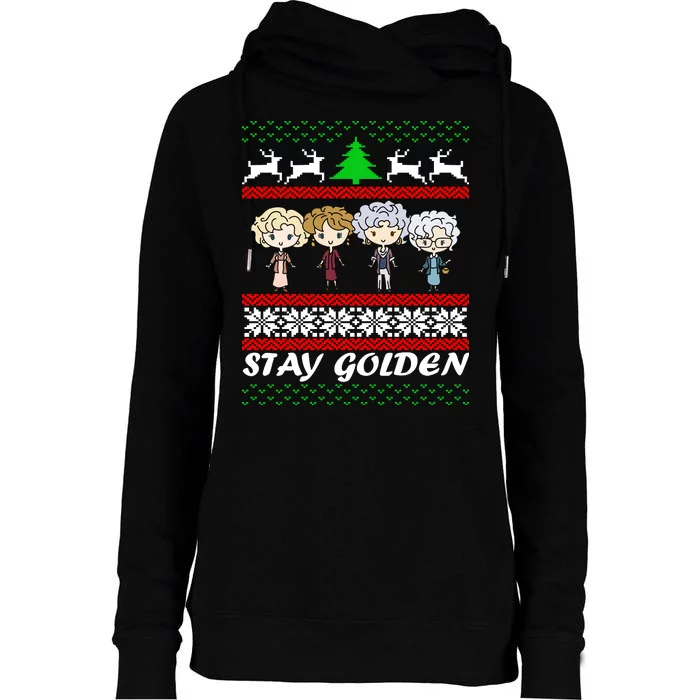 Stay Golden Ugly Christmas Womens Funnel Neck Pullover Hood