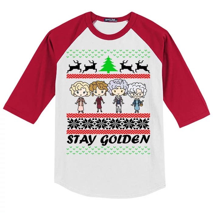 Stay Golden Ugly Christmas Kids Colorblock Raglan Jersey