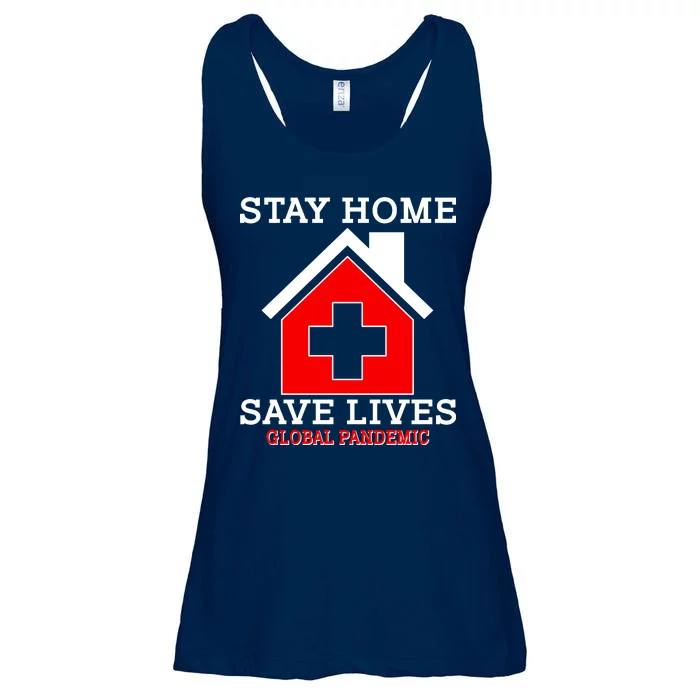 Stay Home Save Lives Global Pandemic Ladies Essential Flowy Tank