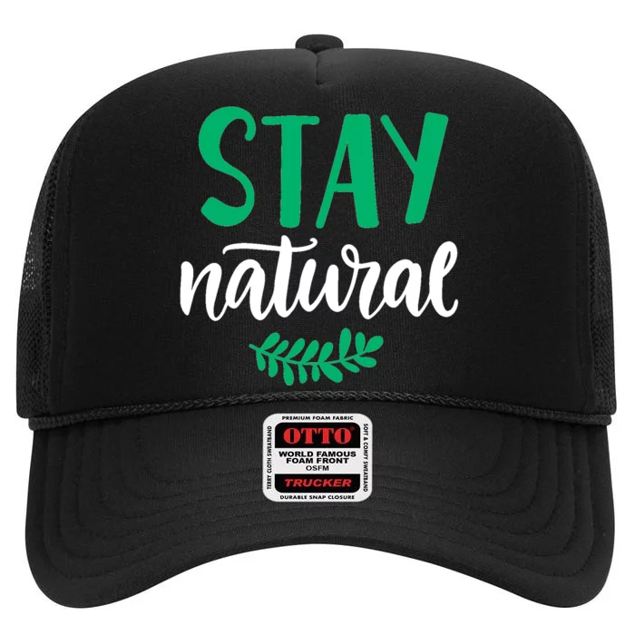 Stay Natural Green Leaf High Crown Mesh Trucker Hat