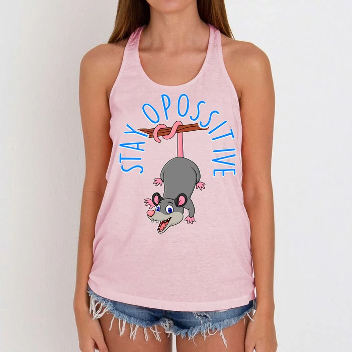 Stay Opossitive Women's Knotted Racerback Tank