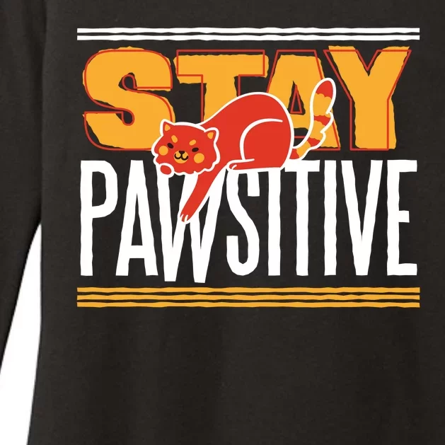 Stay Pawsitive Womens CVC Long Sleeve Shirt