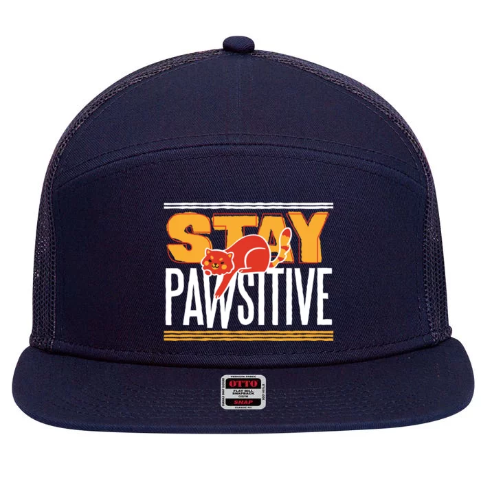 Stay Pawsitive 7 Panel Mesh Trucker Snapback Hat