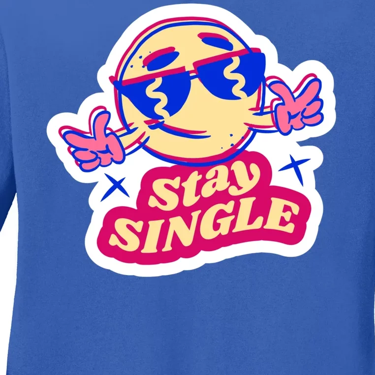 Stay Single Smiley Ladies Long Sleeve Shirt