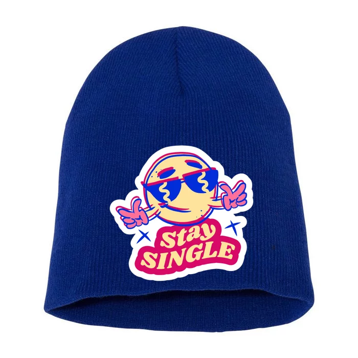 Stay Single Smiley Short Acrylic Beanie