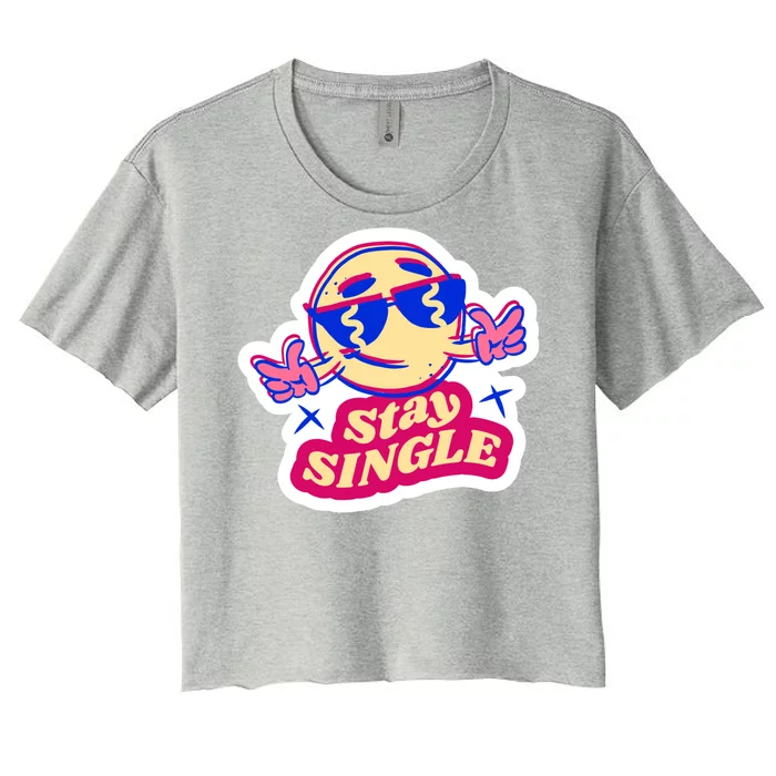 Stay Single Smiley Women's Crop Top Tee