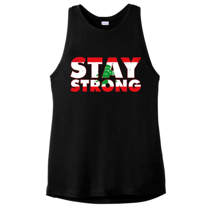 Stay Strong Lebanon Beirut Support Ladies Tri-Blend Wicking Tank