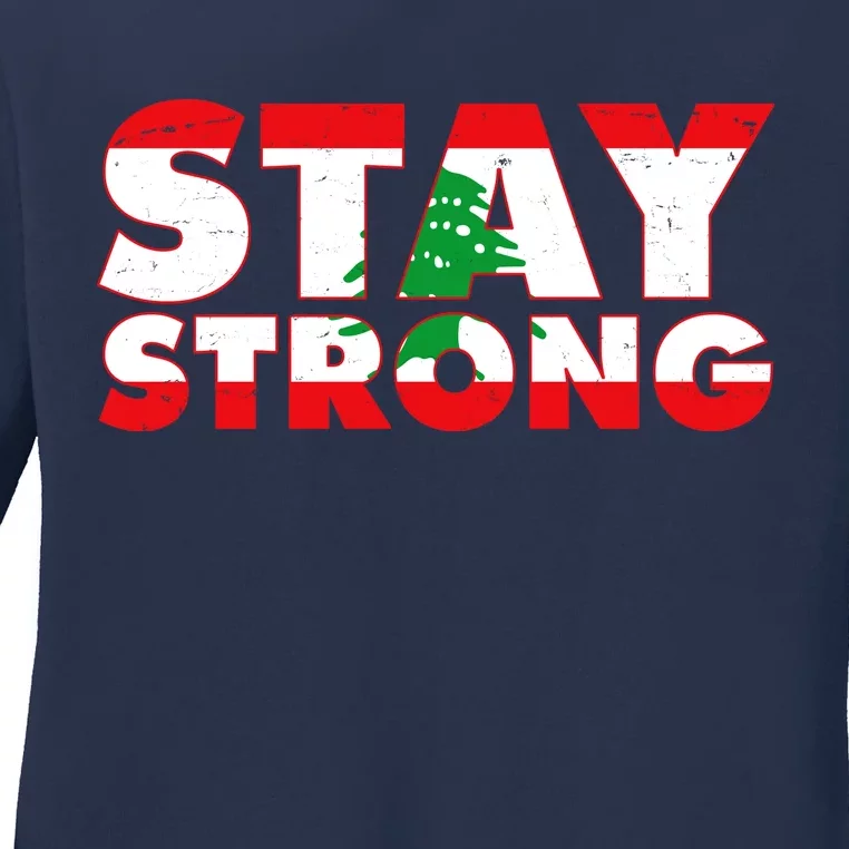 Stay Strong Lebanon Beirut Support Ladies Long Sleeve Shirt