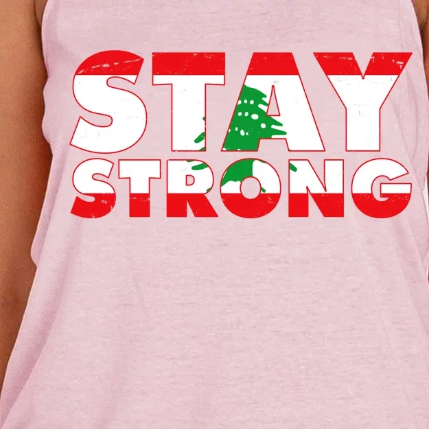 Stay Strong Lebanon Beirut Support Women's Knotted Racerback Tank