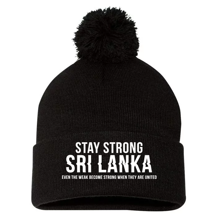 Stay Strong Sri Lanka Pom Pom 12in Knit Beanie