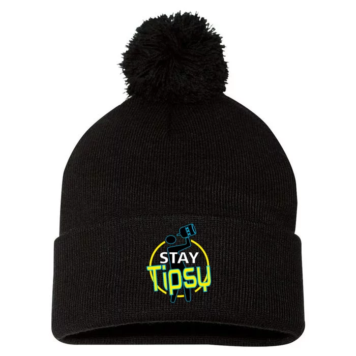 Stay Tipsy Pom Pom 12in Knit Beanie