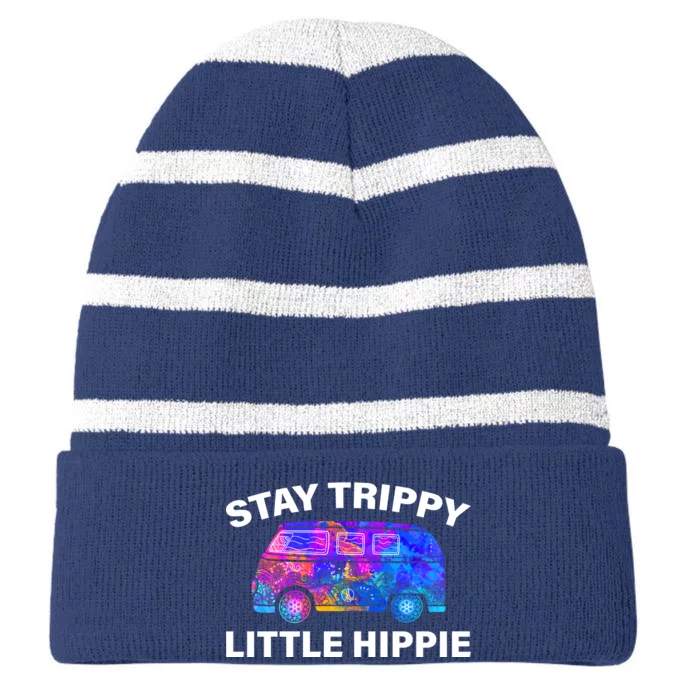 Stay Trippy Little Hippie Striped Beanie with Solid Band