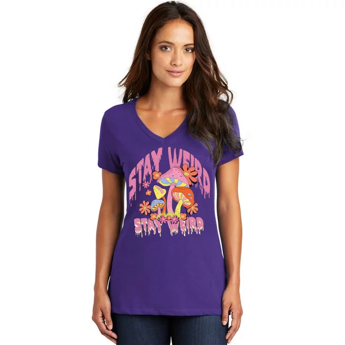 Stay Weird Mushrooms Women's V-Neck T-Shirt