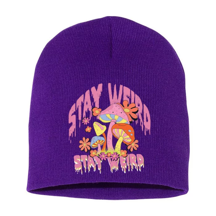 Stay Weird Mushrooms Short Acrylic Beanie