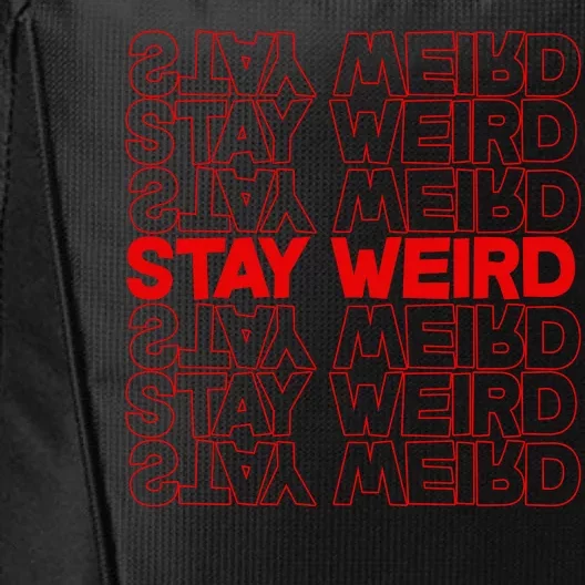 Stay Weird Text Pattern City Backpack