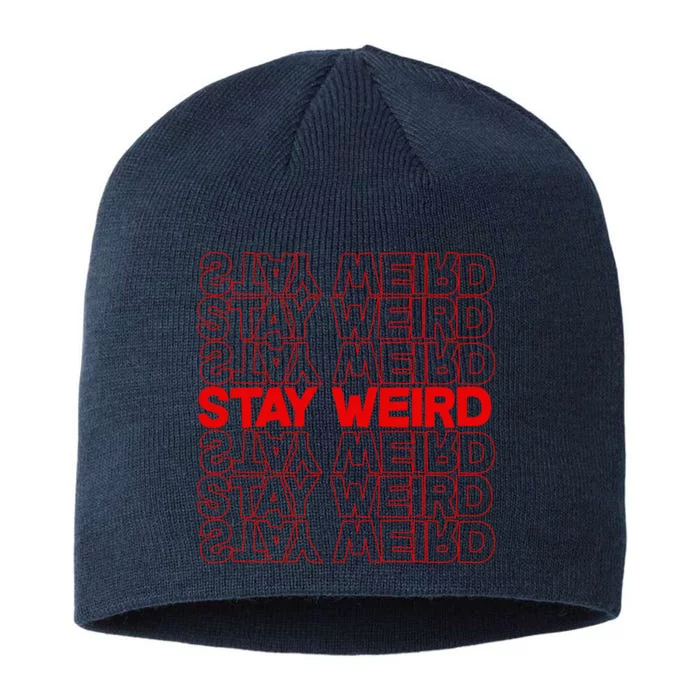 Stay Weird Text Pattern 8 1/2in Sustainable Knit Beanie