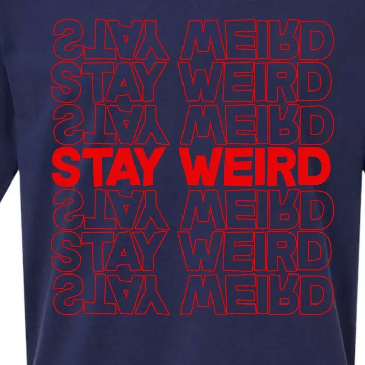 Stay Weird Text Pattern Sueded Cloud Jersey T-Shirt