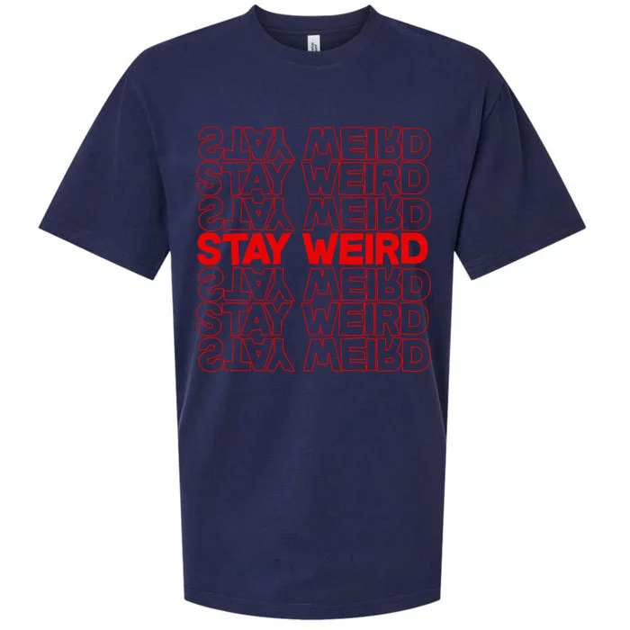 Stay Weird Text Pattern Sueded Cloud Jersey T-Shirt