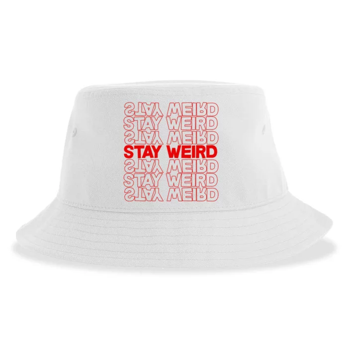 Stay Weird Text Pattern Sustainable Bucket Hat