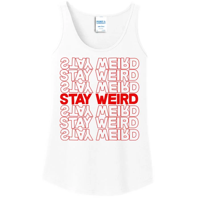 Stay Weird Text Pattern Ladies Essential Tank