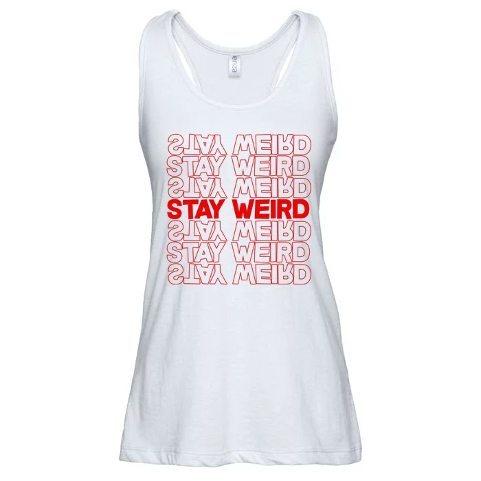 Stay Weird Text Pattern Ladies Essential Flowy Tank