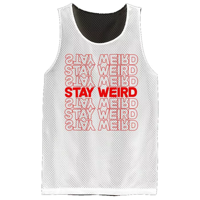 Stay Weird Text Pattern Mesh Reversible Basketball Jersey Tank