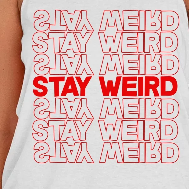 Stay Weird Text Pattern Women's Knotted Racerback Tank