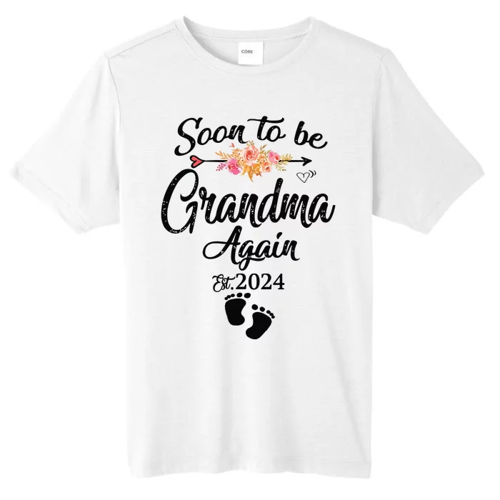 Soon To Be Grandma Again Est 2024 Flower Heart Mothers Day ChromaSoft Performance T-Shirt