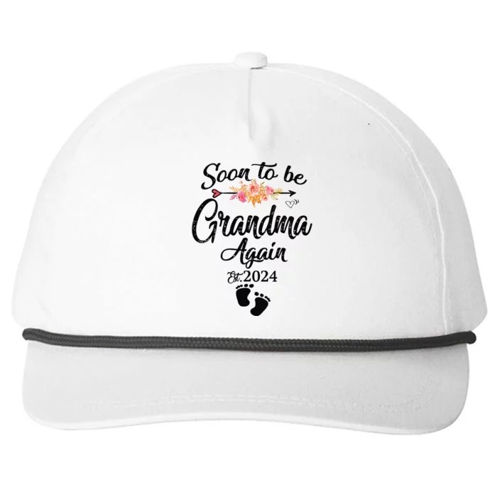 Soon To Be Grandma Again Est 2024 Flower Heart Mothers Day Snapback Five-Panel Rope Hat