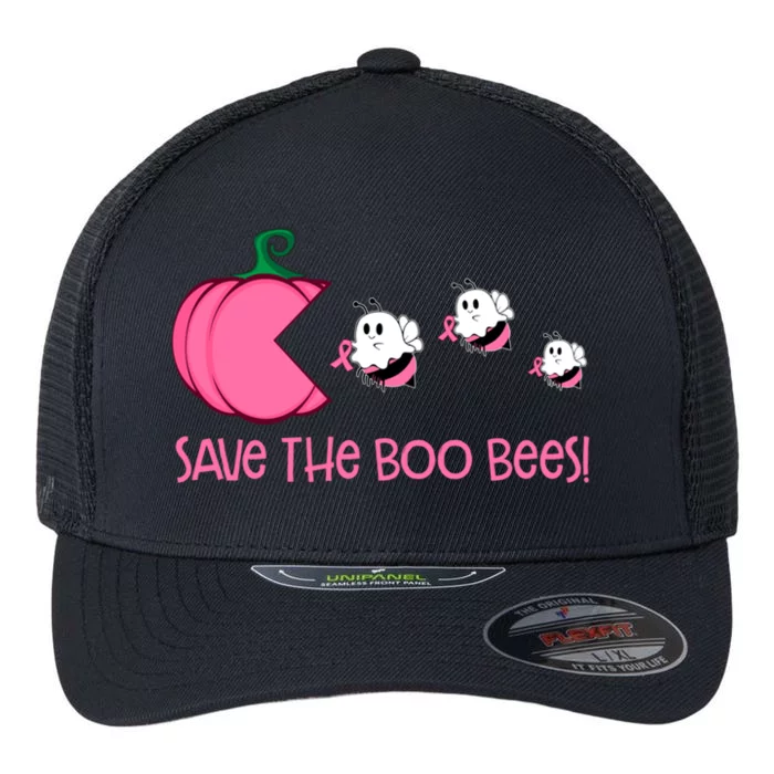 Save The Boo Bees Funny Pink Pumpkin Breast Cancer Halloween Gift Flexfit Unipanel Trucker Cap