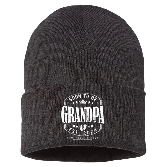 Soon To Be Grandpa 2024 Grandparents Baby Announcement Sustainable Knit Beanie