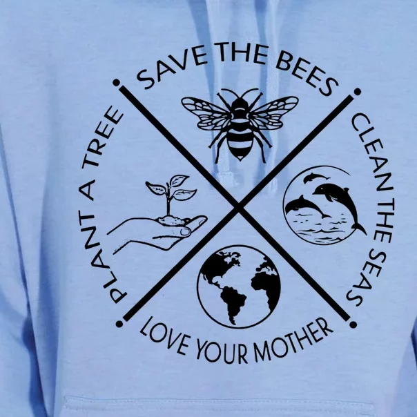 Save The Bees Plant More Trees Clean The Seas Earth Day Gift Unisex Surf Hoodie