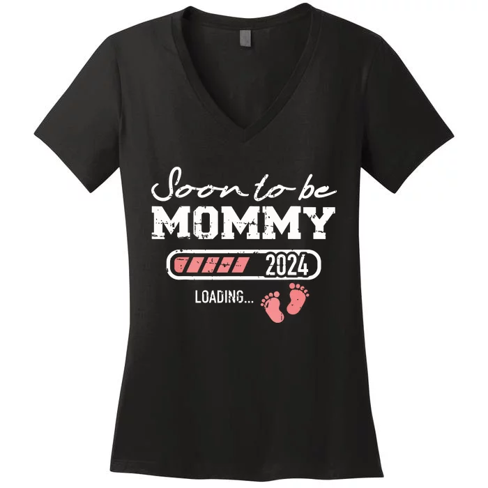 Soon To Be Mommy 2024 Loading Bar Women's V-Neck T-Shirt