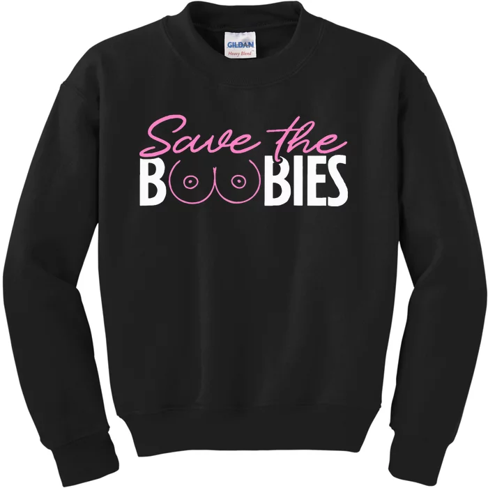 Save The Boobies Boobs Titties Breast Cancer Awareness Kids Sweatshirt