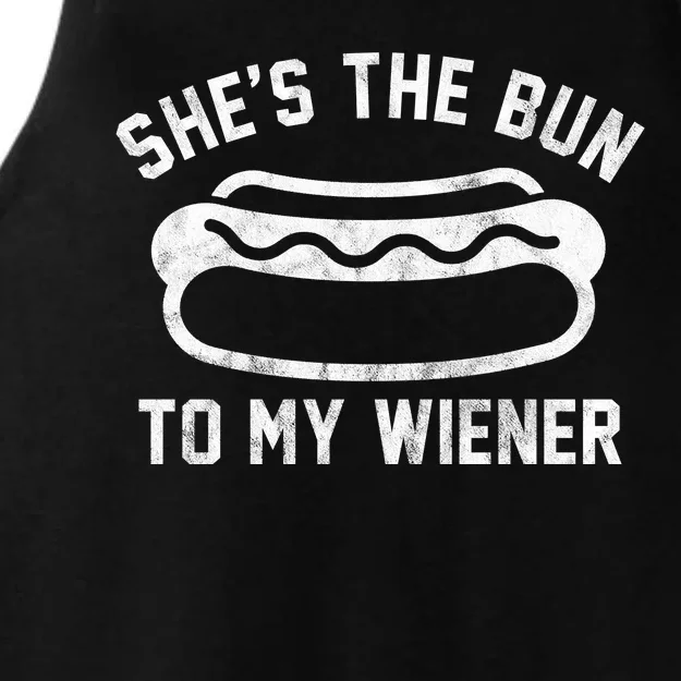 SheS The Bun To My Winer Funny Hotdog Ladies Tri-Blend Wicking Tank