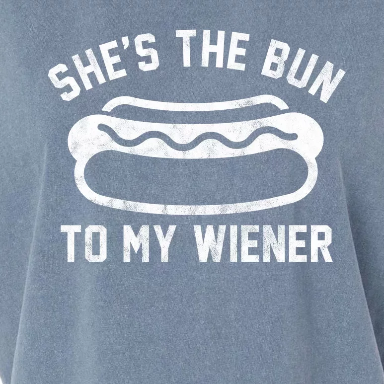 SheS The Bun To My Winer Funny Hotdog Garment-Dyed Women's Muscle Tee