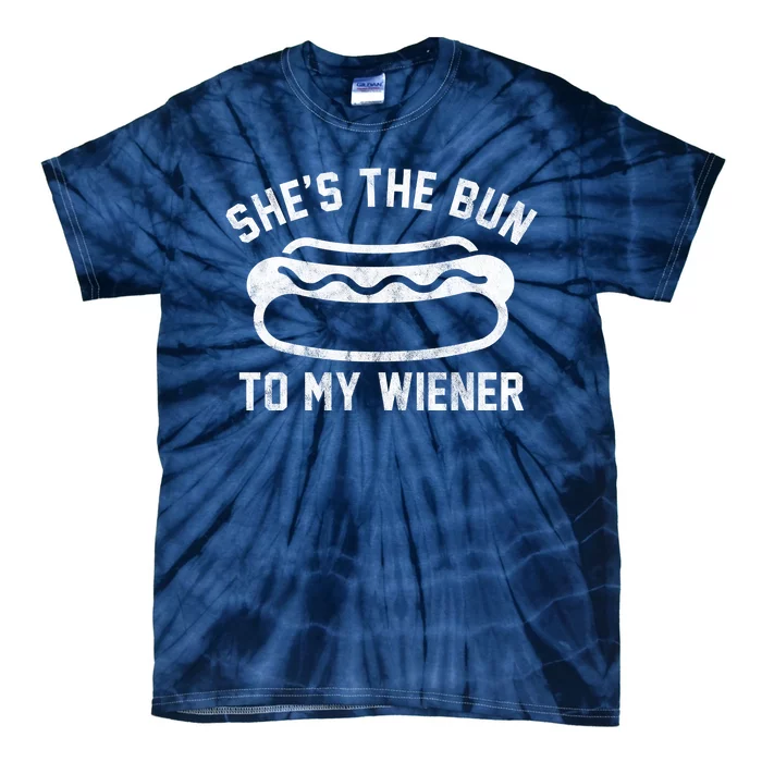 SheS The Bun To My Winer Funny Hotdog Tie-Dye T-Shirt