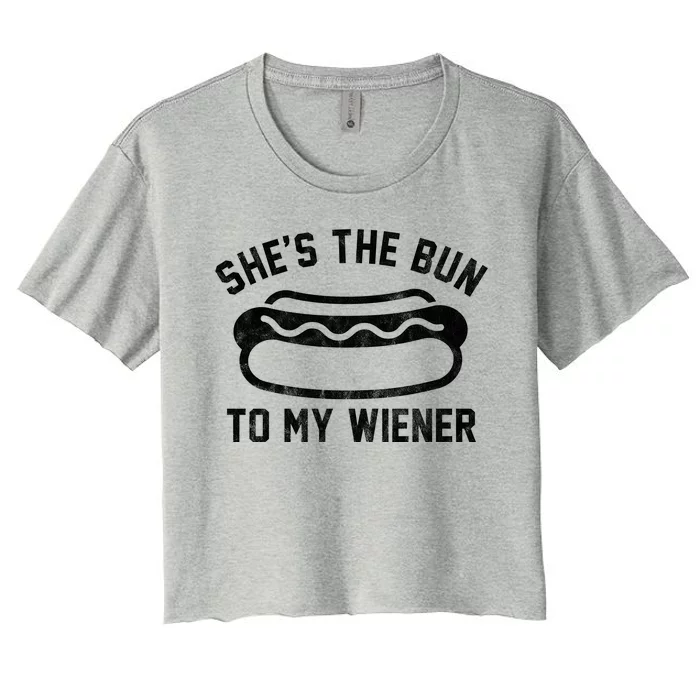 SheS The Bun To My Winer Funny Hotdog Women's Crop Top Tee