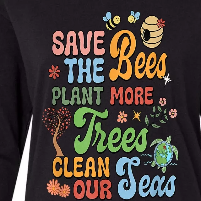 Save The Bees Plant More Trees Climate Change Funny Earth Womens Cotton Relaxed Long Sleeve T-Shirt