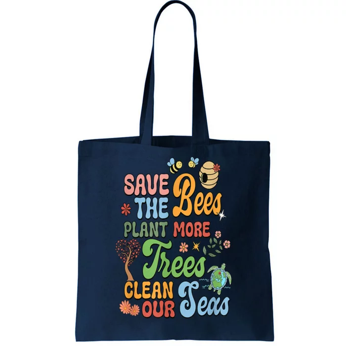 Save The Bees Plant More Trees Climate Change Funny Earth Tote Bag