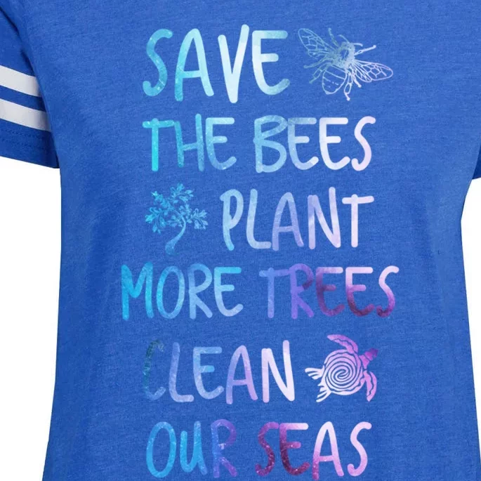 Save The Bees Plant More Trees Clean Our Seas Earth Gift Enza Ladies Jersey Football T-Shirt