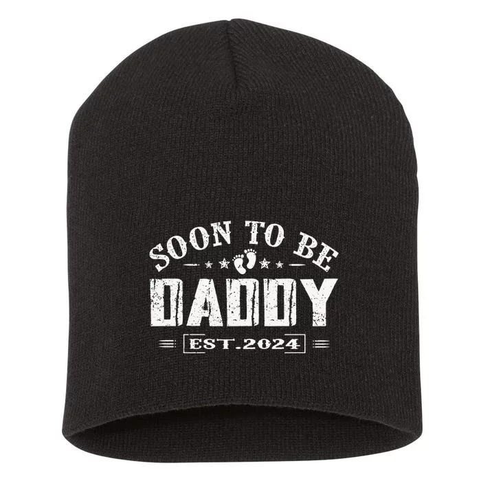 Soon To Be Daddy Est 2024 FatherS Day First Time Dad Short Acrylic Beanie