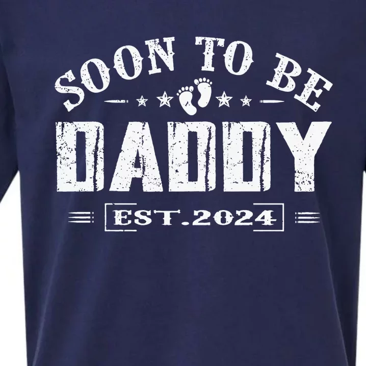 Soon To Be Daddy Est 2024 FatherS Day First Time Dad Sueded Cloud Jersey T-Shirt