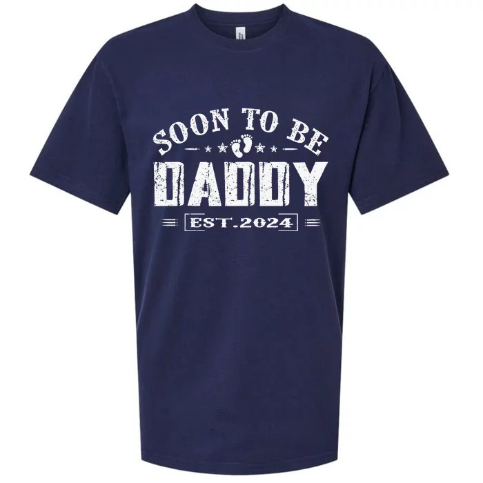 Soon To Be Daddy Est 2024 FatherS Day First Time Dad Sueded Cloud Jersey T-Shirt