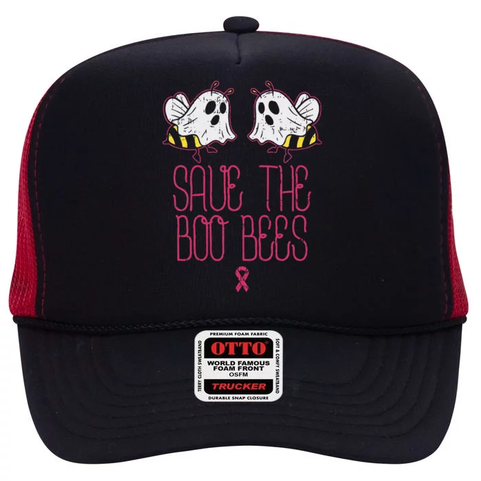 Save The Boobees Boo Bees Breast Cancer Halloween Women High Crown Mesh Trucker Hat